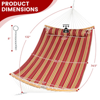 Tangkula 11FT Double Hammock, Heavy Duty Outdoor Hammock with Curved Spreader Bars