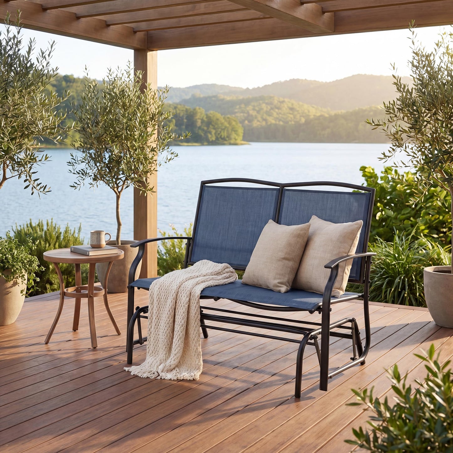 Tangkula 2-Person Patio Swing Glider Bench