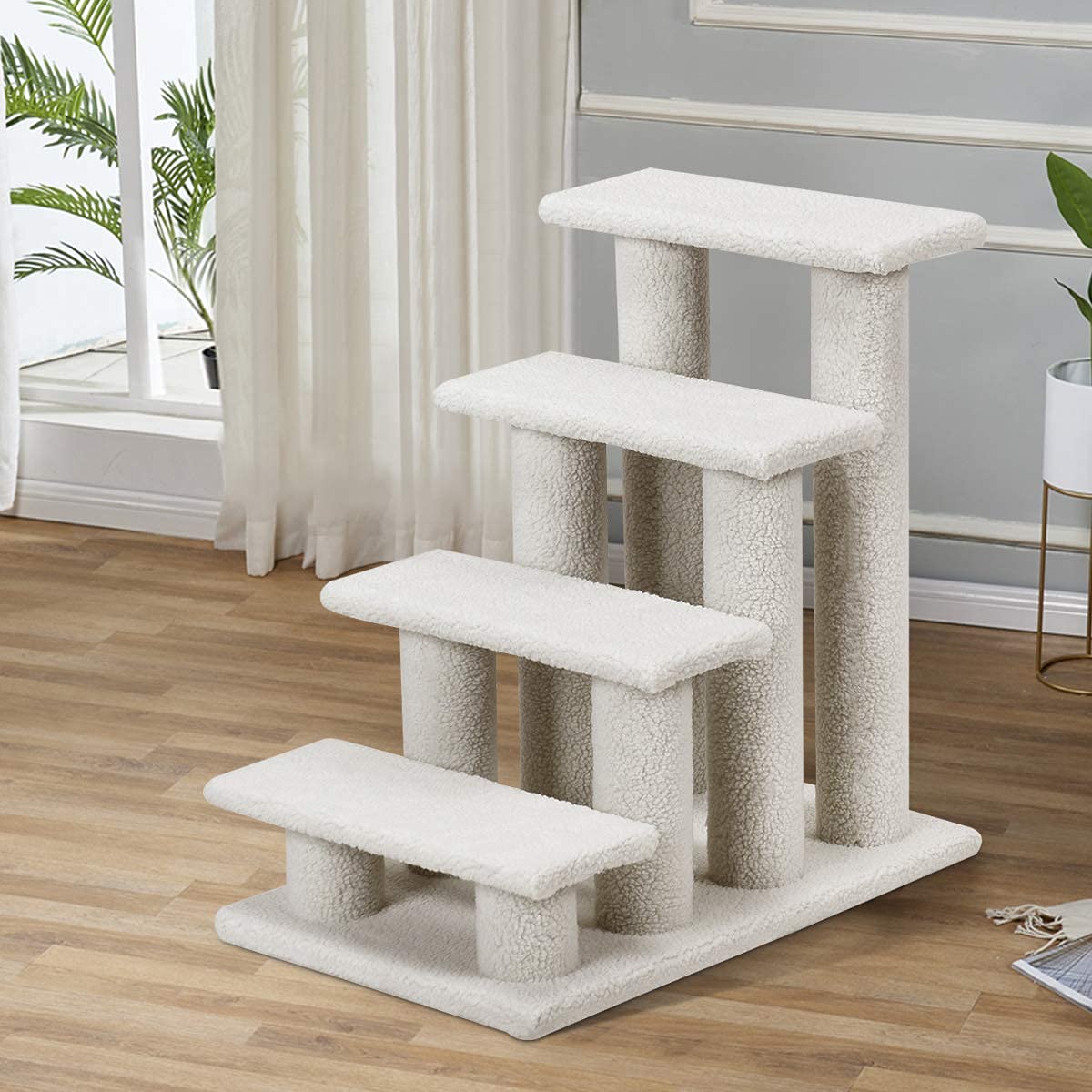 Tangkula Pet Stairs for Cats and Dogs for High Beds