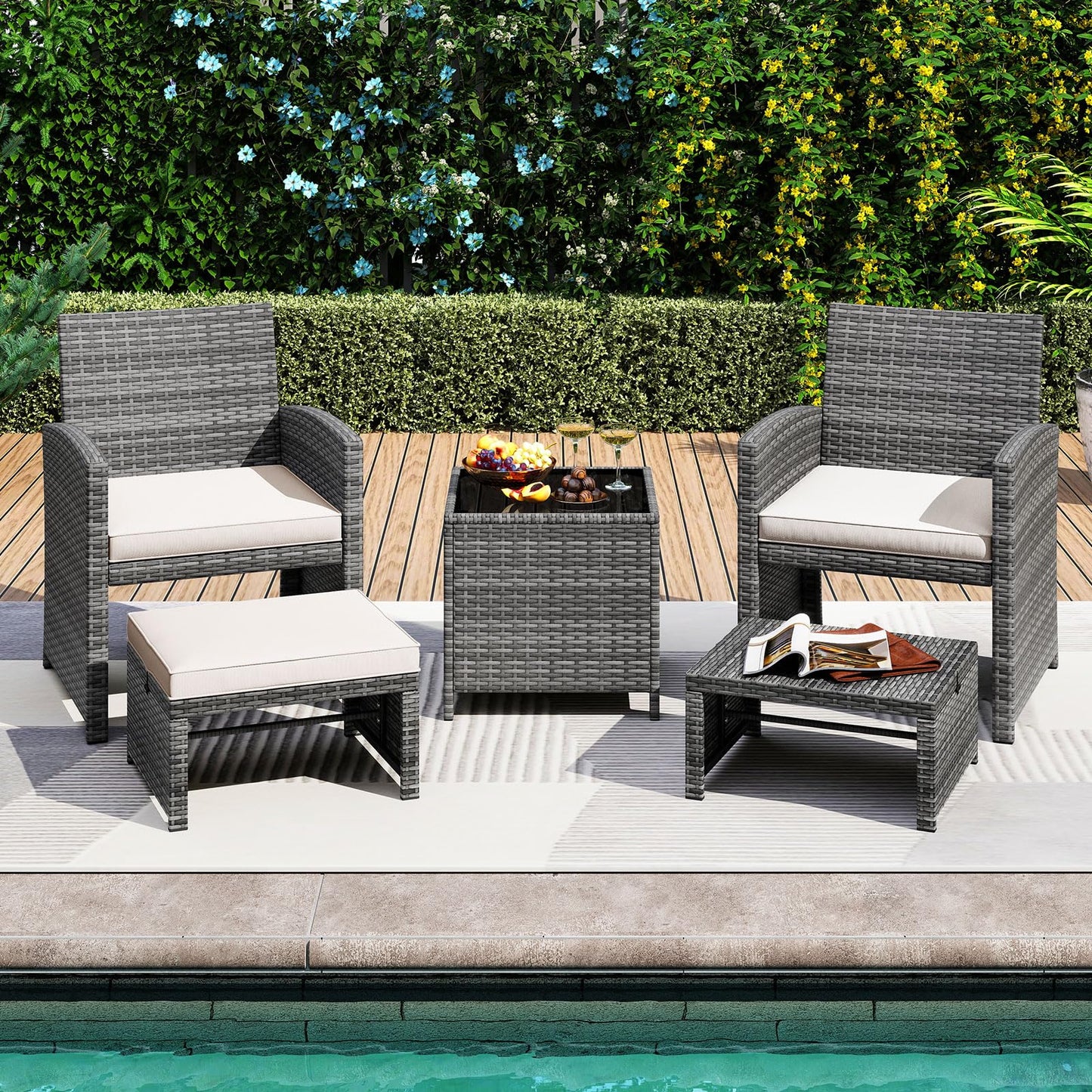 Tangkula 5 Pieces Patio Conversation Furniture Set