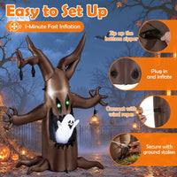 Tangkula 8 FT Halloween Inflatable Dead Tree with Animated Popping Ghost