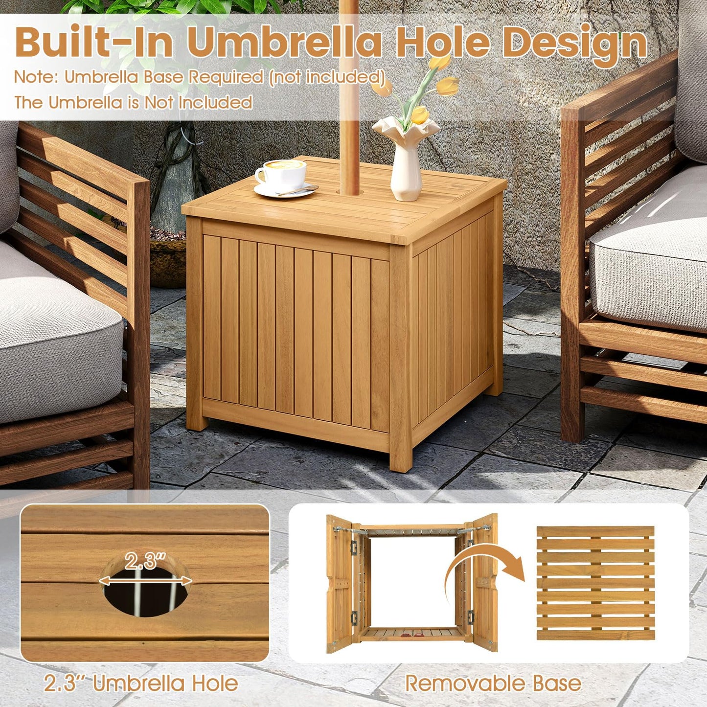Tangkula 2-in-1 Outdoor Side Table with Storage