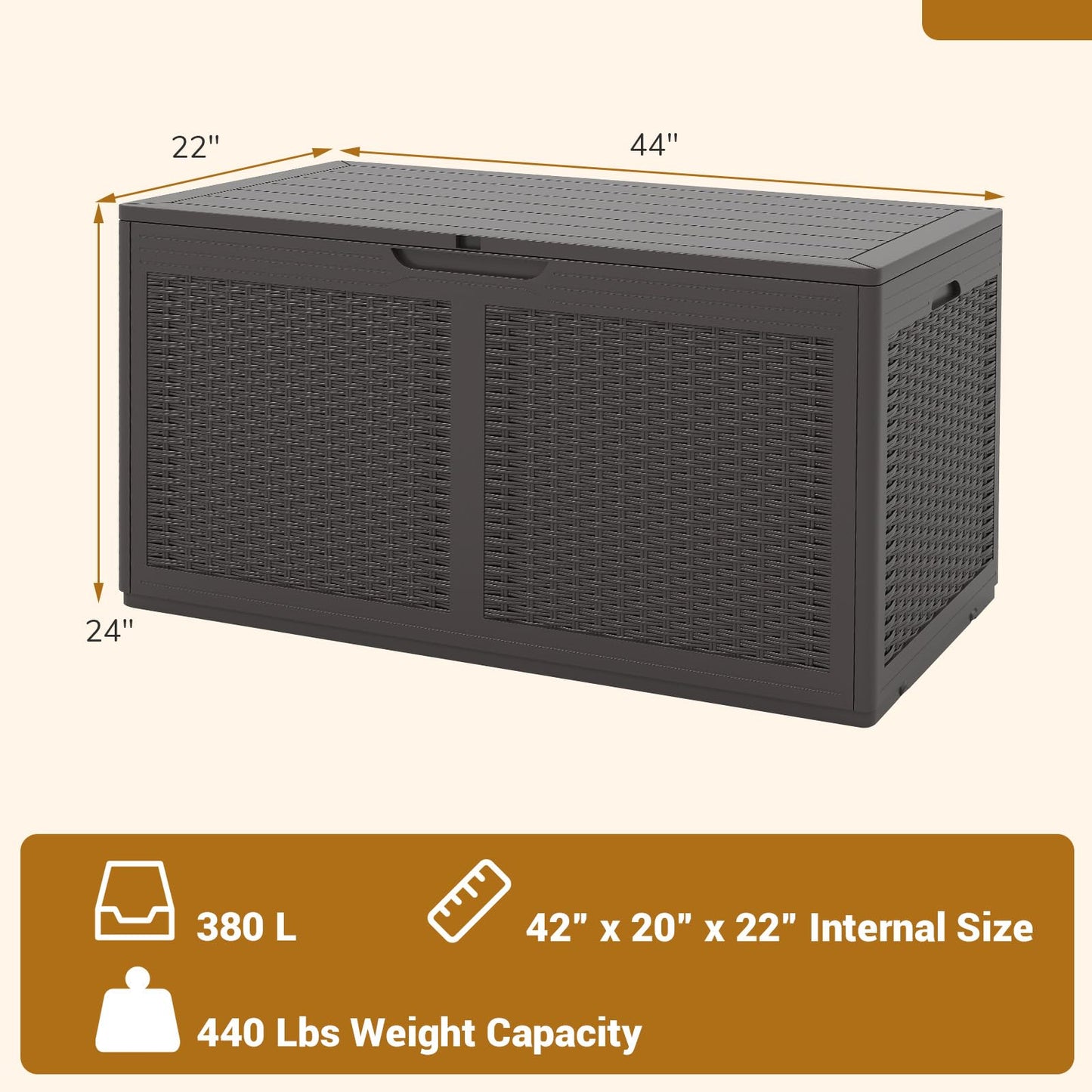 Tangkula 100 Gallon Outdoor Storage Box with 2 Smooth Wheels