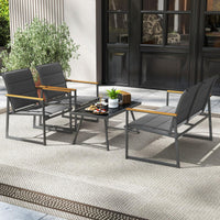Tangkula 4 Piece Patio Furniture Set Outdoor Metal Conversation Set