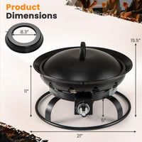 Tangkula 21 Inch Diameter Patio Portable Fire Bowl with Cover