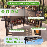 Tangkula 3 Piece Patio Bar Set | Grill Gazebo & 2 Foldable Bar Stools with Awning