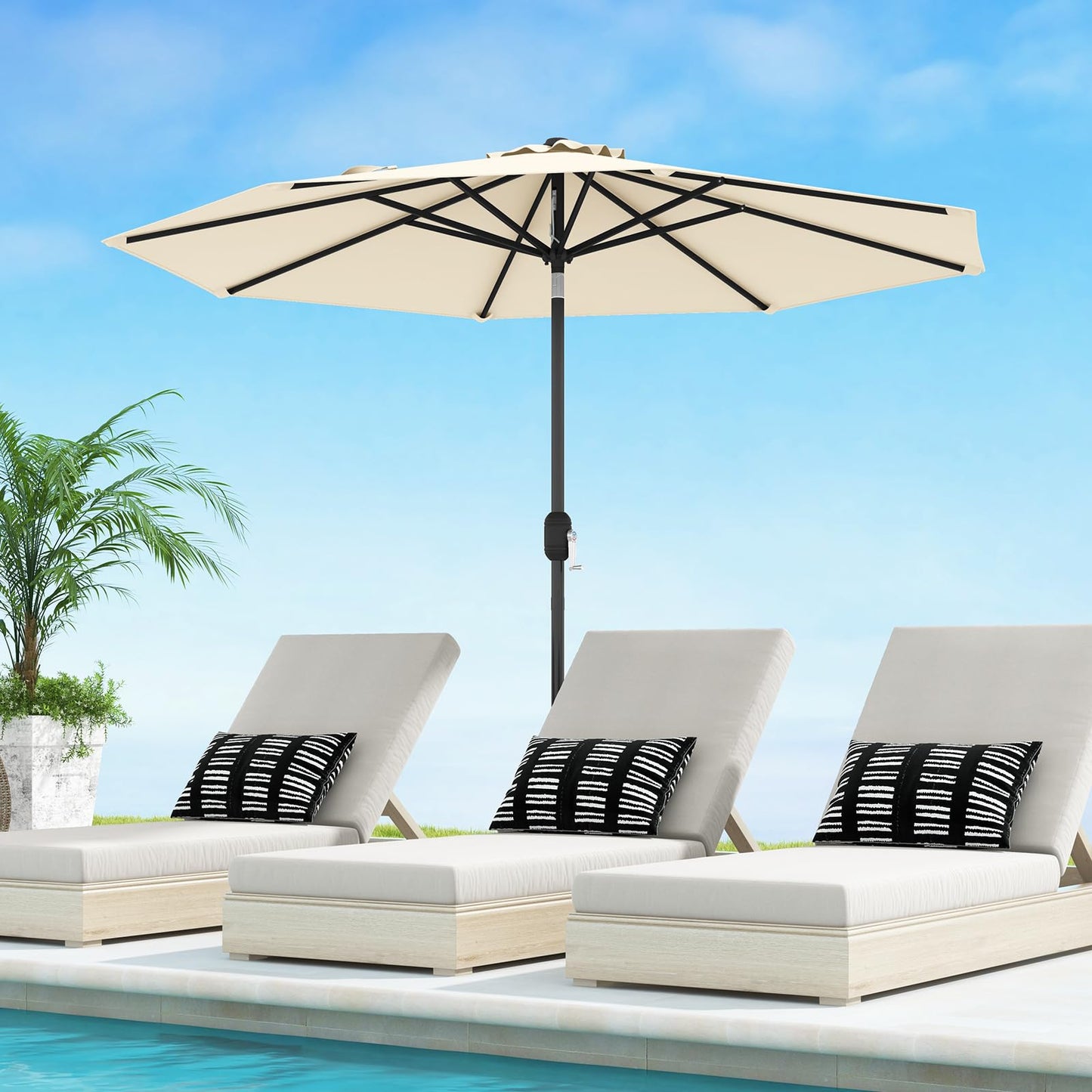 Tangkula 9FT Patio Umbrella with Push Button Tilt