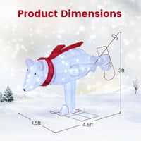 Tangkula 4.5 ft Christmas Skiing Polar Bear, Pre-Lit Xmas Bear Ornament w/ 80 LED Lights