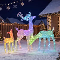 Tangkula 3-Piece RGB Lighted Christmas Deer Family Set with APP Control