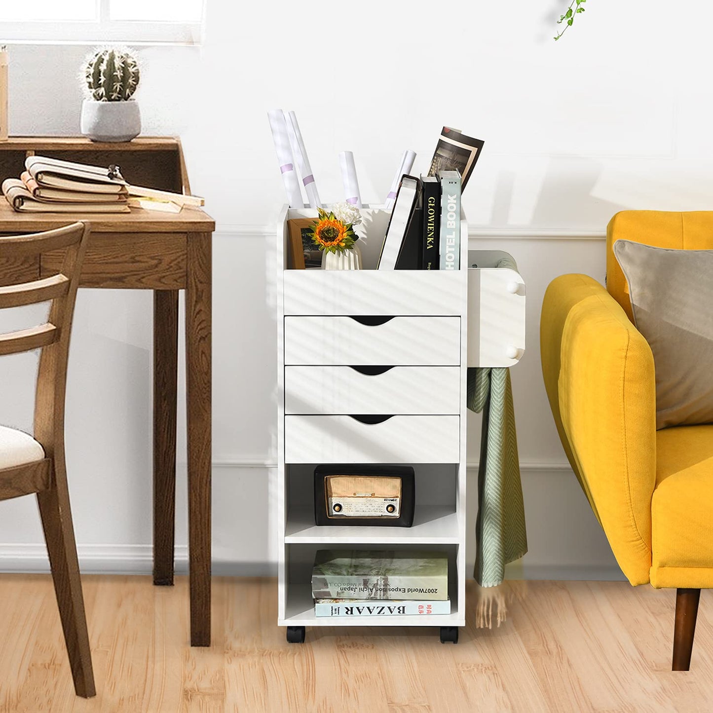 Tangkula Rolling Storage Drawer Cart With 3 Drawers