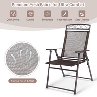 Tangkula Set of 4 Patio Folding Chairs, Foldable Patio Chairs Sling Chairs for Backyard Poolside Balcony