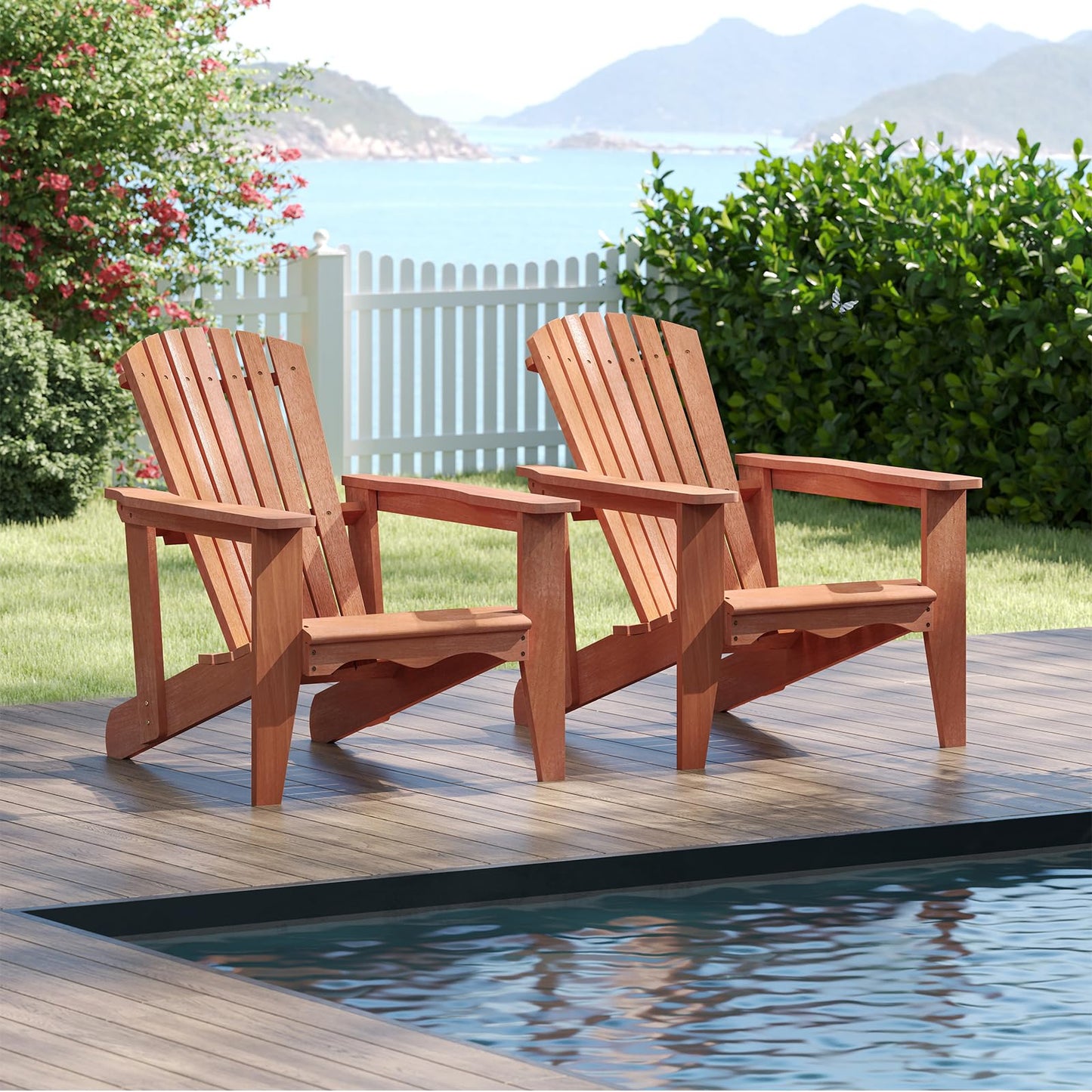 Tangkula Adirondack Chair | Solid Wood Garden Chair with High Backrest (1/2/4)