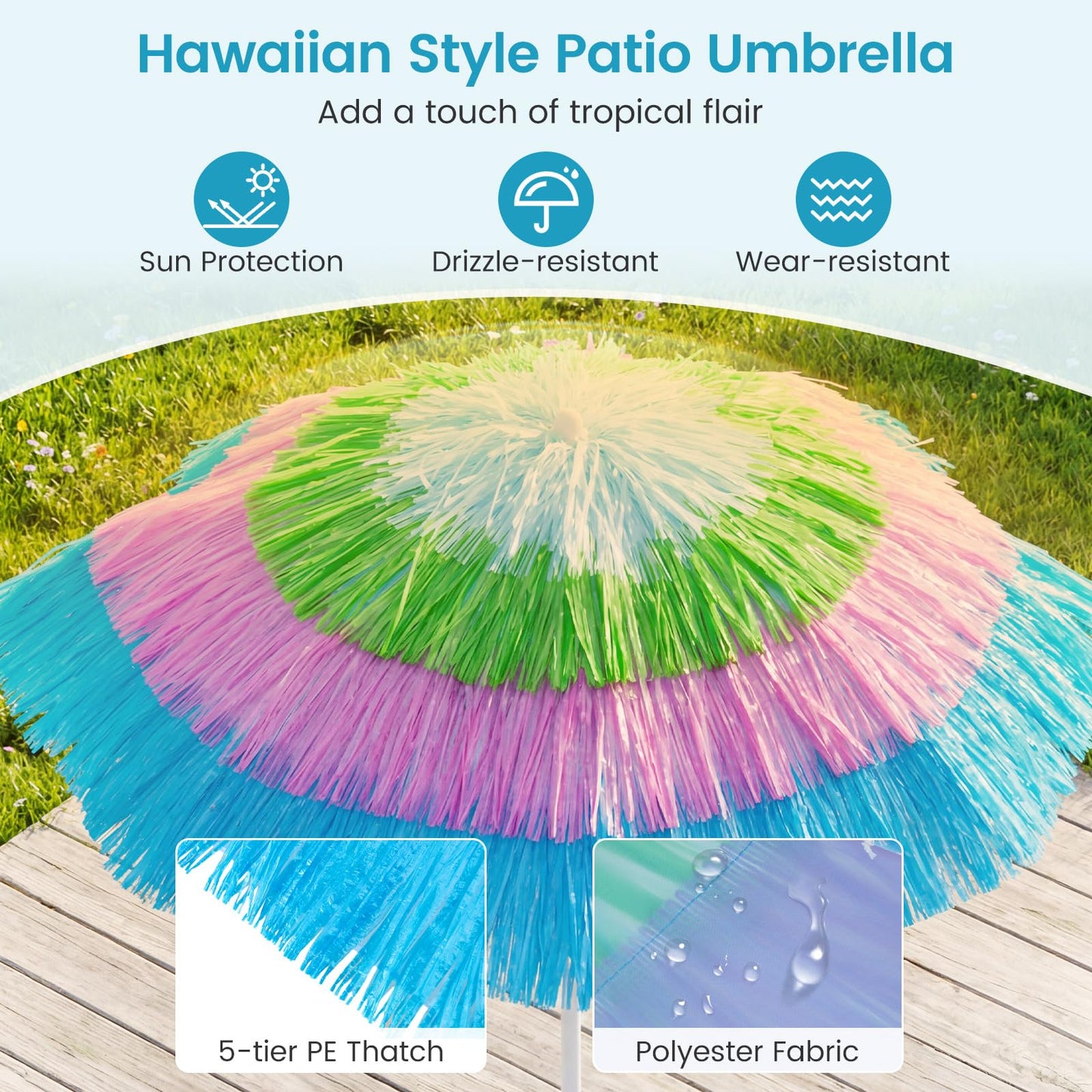 Tangkula 6FT Tiki Patio Umbrella with Carrying Bag