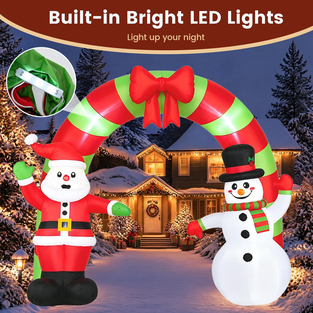 Tangkula 10 FT Christmas Inflatable Archway with Santa Claus & Snowman