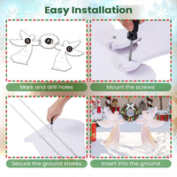 Tangkula Outdoor Christmas Angel & Wreath Decorative Set