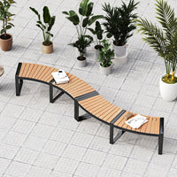 Banc de terrasse incurvé Tangkula en bois d'acacia avec assise à lattes et pieds en métal