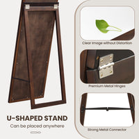 Tangkula Full Length Mirror with Stand, Solid Wood Frame Floor Mirror, Free Standing Full Body Mirror
