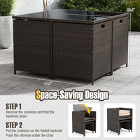 Tangkula 9 Piece Rattan Patio Dining Set