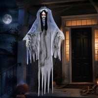 Tangkula 6 FT Animated Halloween Ghost Bride Decoration with Lighted Eyes