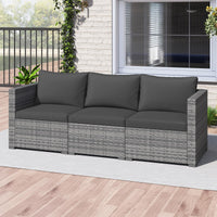 Tangkula 3 Seat Outdoor Modular PE Rattan Patio Cushioned Sectional Couch Furniture Set