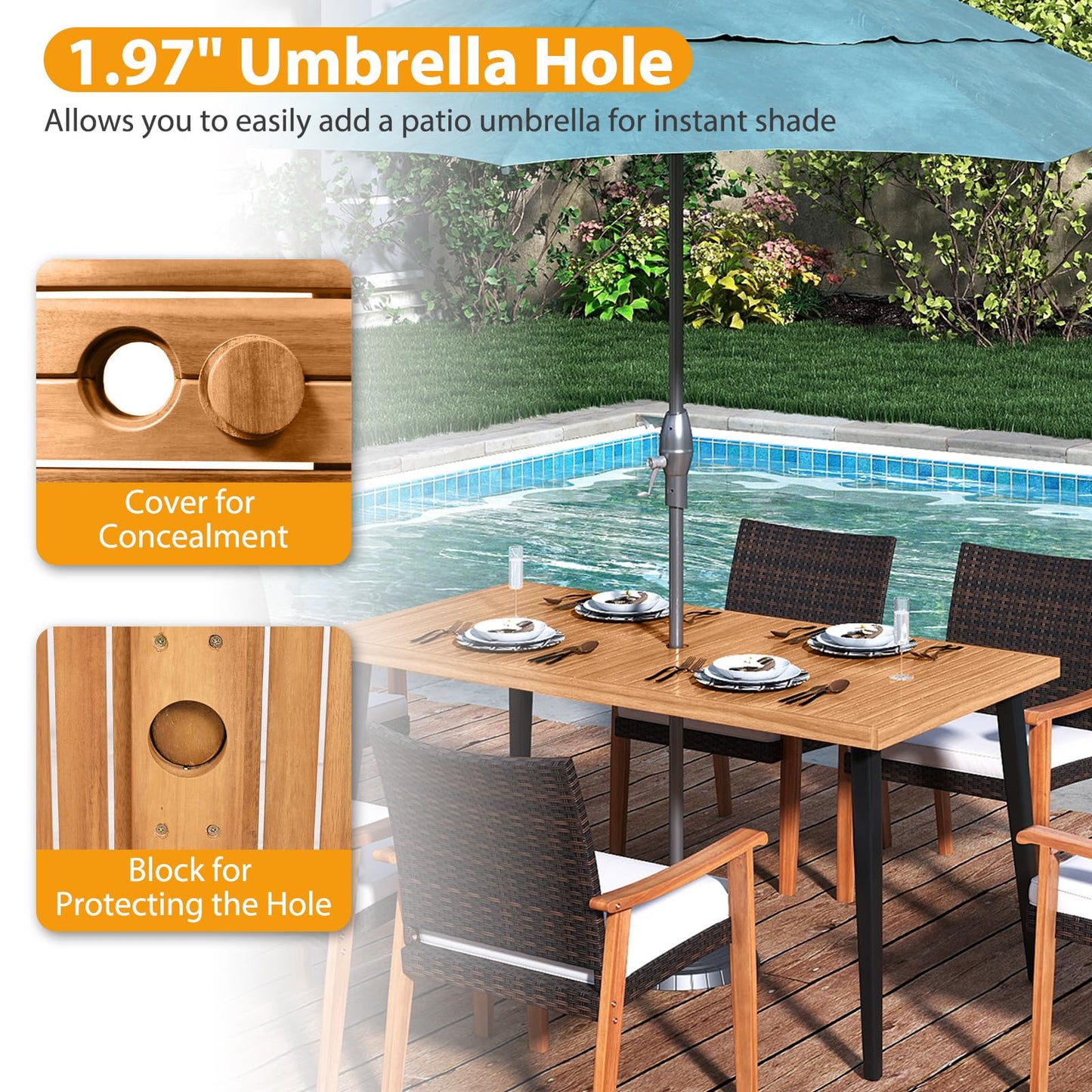 Tangkula 7 Pieces Patio Dining Table Set