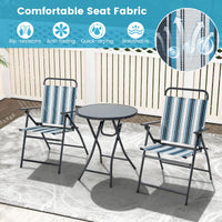 Tangkula 3 Piece Outdoor Folding Chair Set, 2 Folding Chairs with Folding Table