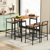 Tangkula 5 Piece Acacia Wood Bar Table Set