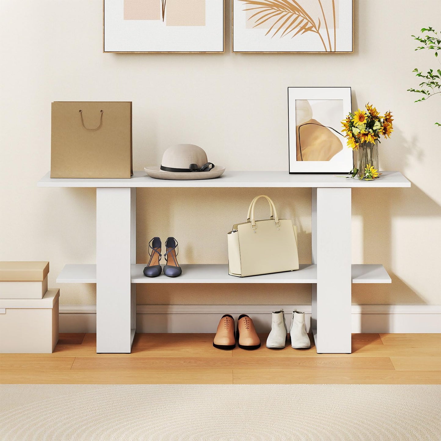 Tangkula 2-Tier TV Stand for TVs up to 55 Inch Entertainment Center