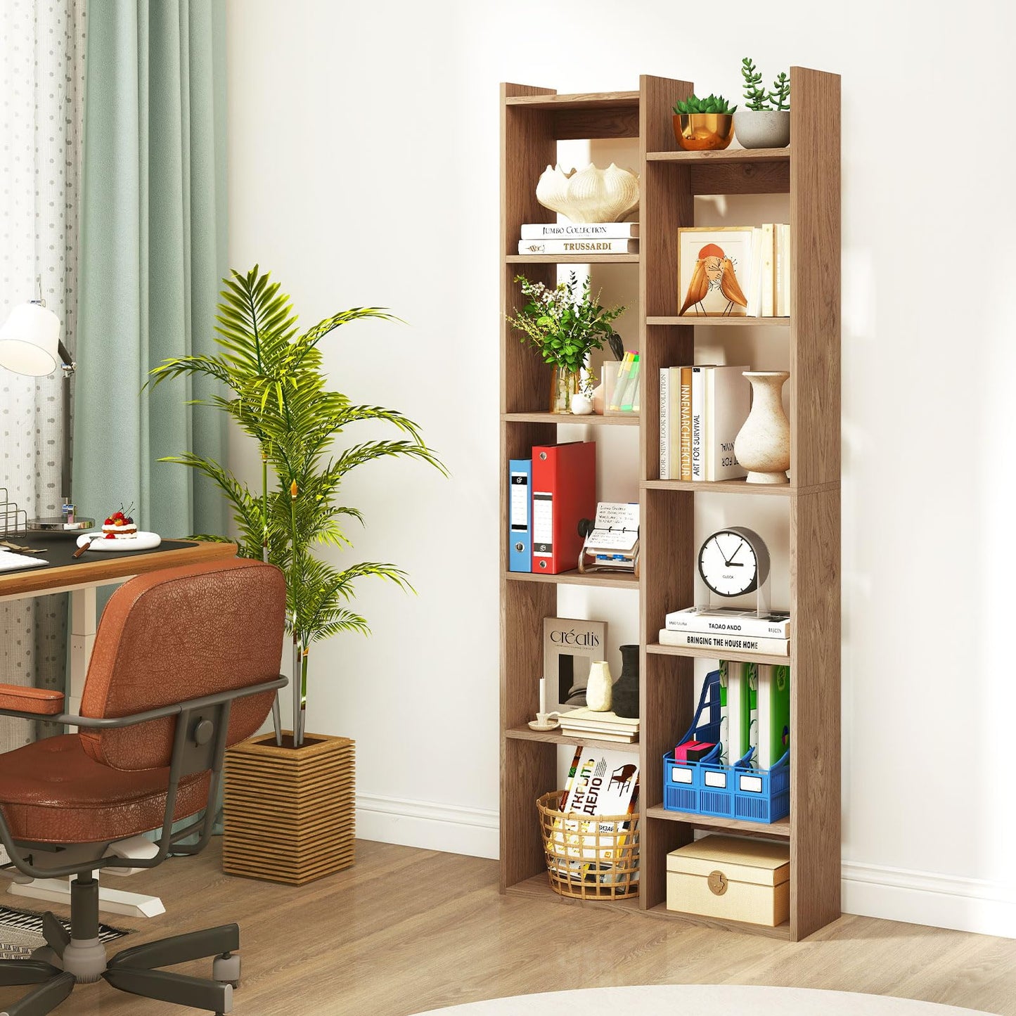 Tangkula Étagère de bibliothèque de 162,5 cm de hauteur sur pied ouverte (1/2)