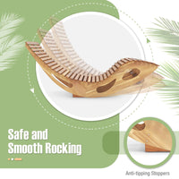 Tangkula Outdoor Double Chaise Lounge Chair, Acacia Wood Rocking Sunbed with Slatted Backrest and Seat