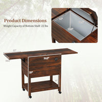 Tangkula Rolling Wooden Patio Cooler Cart(54 Quart)