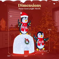 Tangkula Lighted Christmas Penguins & Igloo Decorations