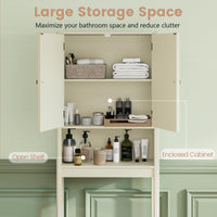 Tangkula Over The Toilet Storage Cabinet with Fluted Doors
