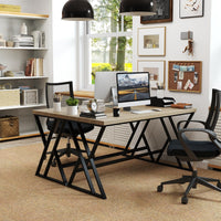 Tangkula 59" Home Office Desk with Heavy-Duty Metal Frame & Crossbar