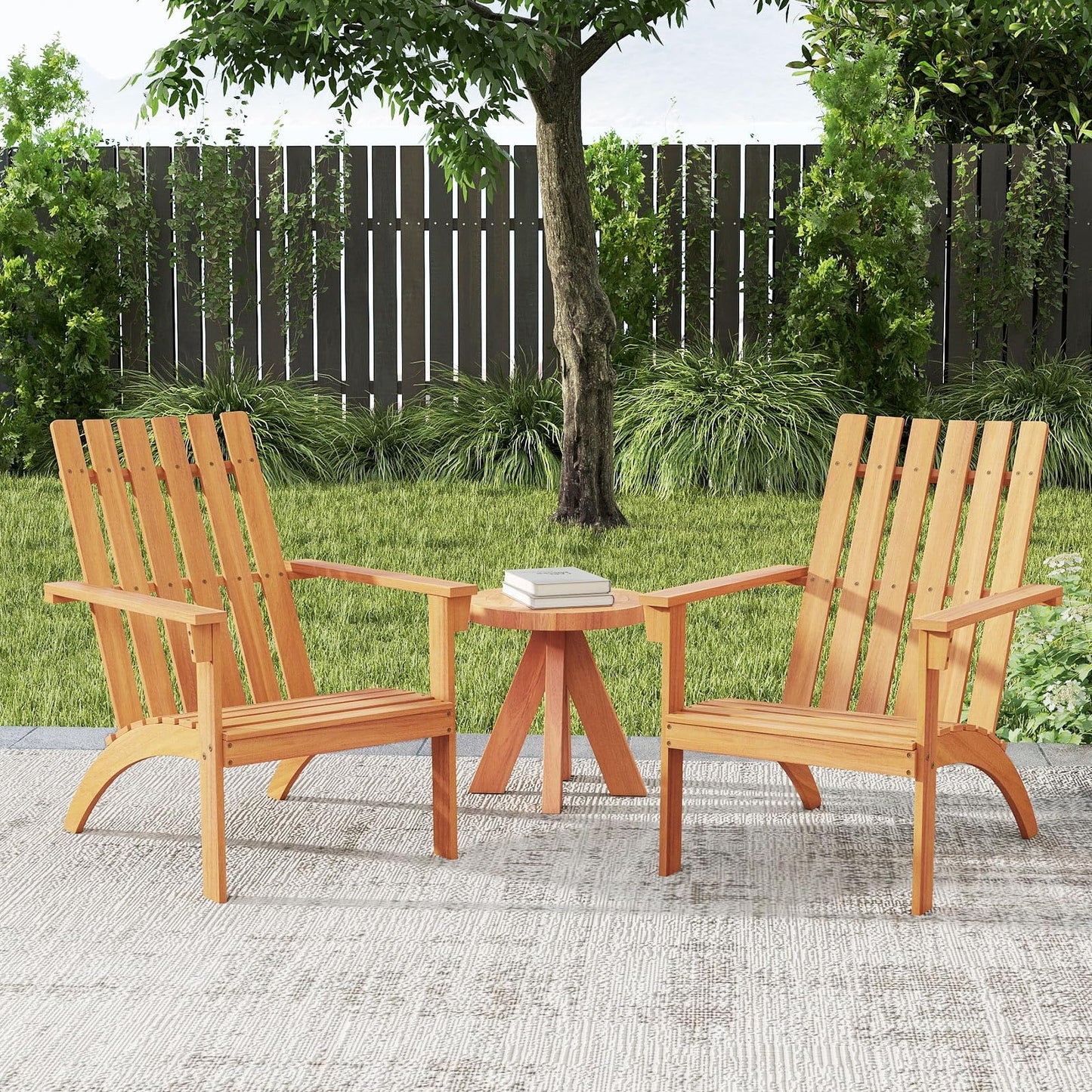Tangkula Outdoor Adirondack Chair Solid Acacia Wood Fire Pit Chair (1/2/4)