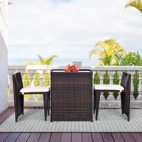 3 PCS Outdoor Rattan Dining Set  - Tangkula
