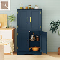 Tangkula 43.5" H Freestanding Pantry Cabinet with 4 Doors and 2 Adjustable Shelves
