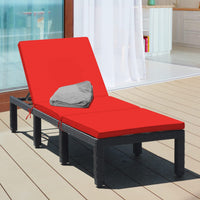 Tangkula Patio Wicker Lounge Chair, Outdoor Rattan Adjustable Reclining Backrest Lounger Chairs
