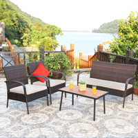 4/8 PCS Patio Rattan Furniture Set, Outdoor Conversation Set