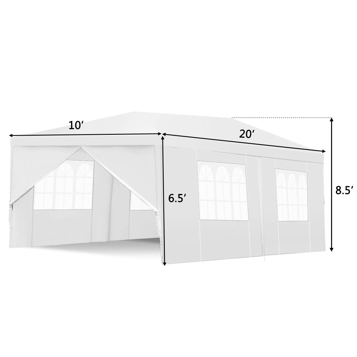 TANGKULA Outdoor Tent 10x20, White Party Wedding Tent Canopy with Removable Sidewalls