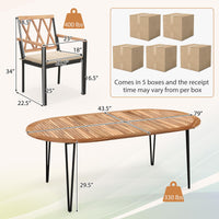 Ensemble de salle à manger Tangkula 9 pièces avec plateau en bois d'acacia et trou pour parasol