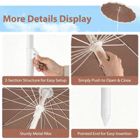 Tangkula 7FT Beach Umbrella with Fringe