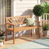 Tangkula 2-Person Patio Garden Bench with Armrests & Backrest