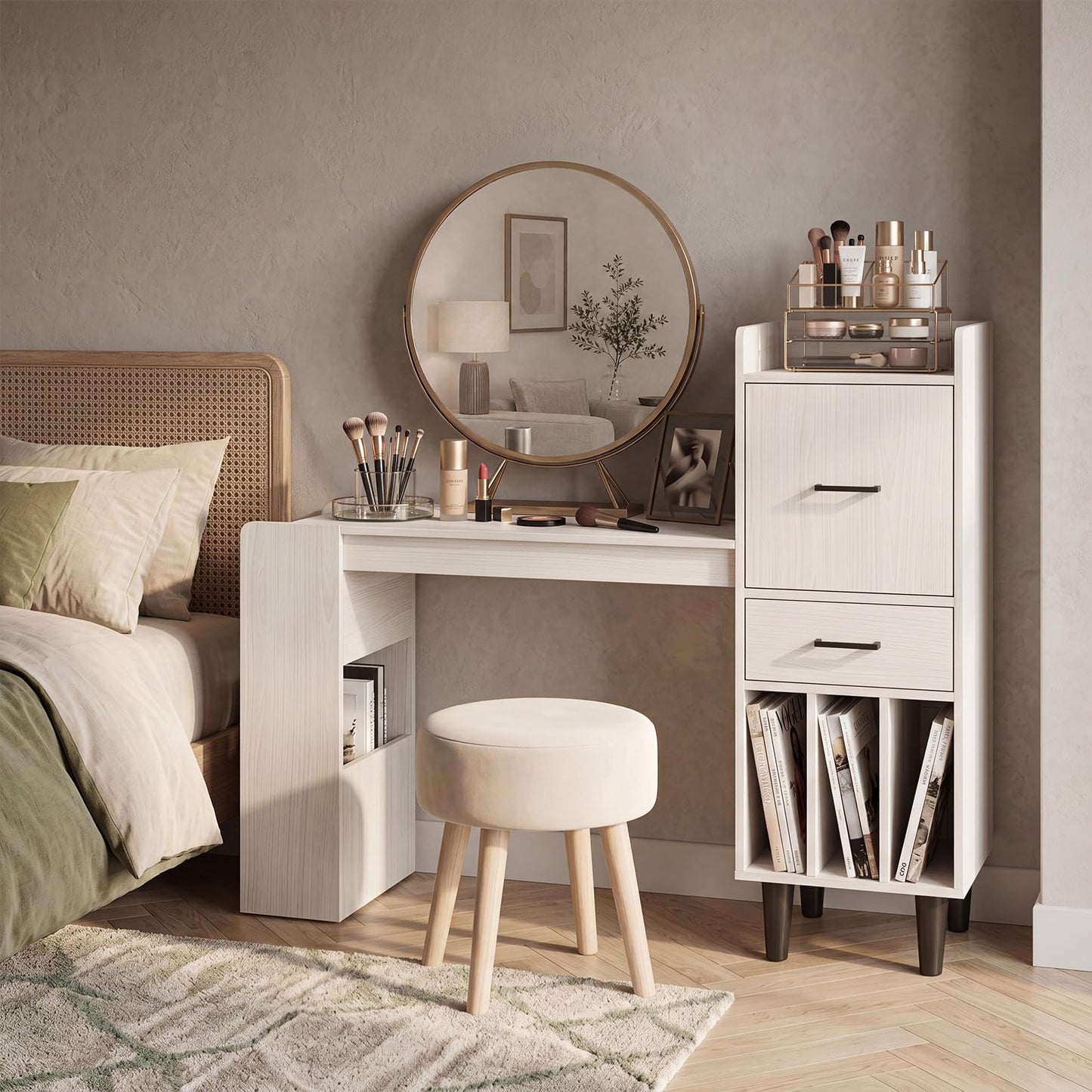 Tangkula Computer Desk with Storage Drawers & Bookshelf