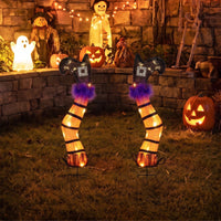 Tangkula Set of 2 Halloween Lighted Witch Legs Decorations with Stakes