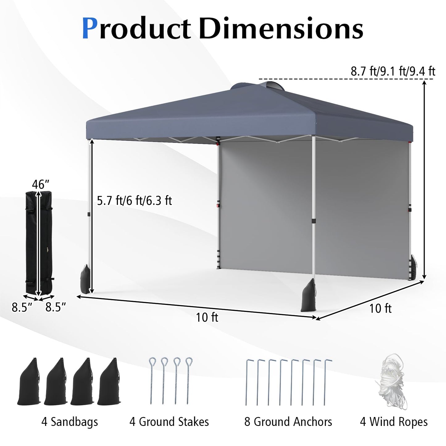 Tangkula 10x10 FT Pop up Canopy with Sidewall for Party Event Patio
