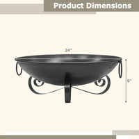 Tangkula 24 Inch Heavy-Duty Metal Fire Bowl with Handles for Outside Wood Burning