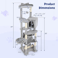 Tangkula Tall Cat Tree, 69 Inch Multi-Level Cat Tower with Sisal Scratching Post, Private Condo