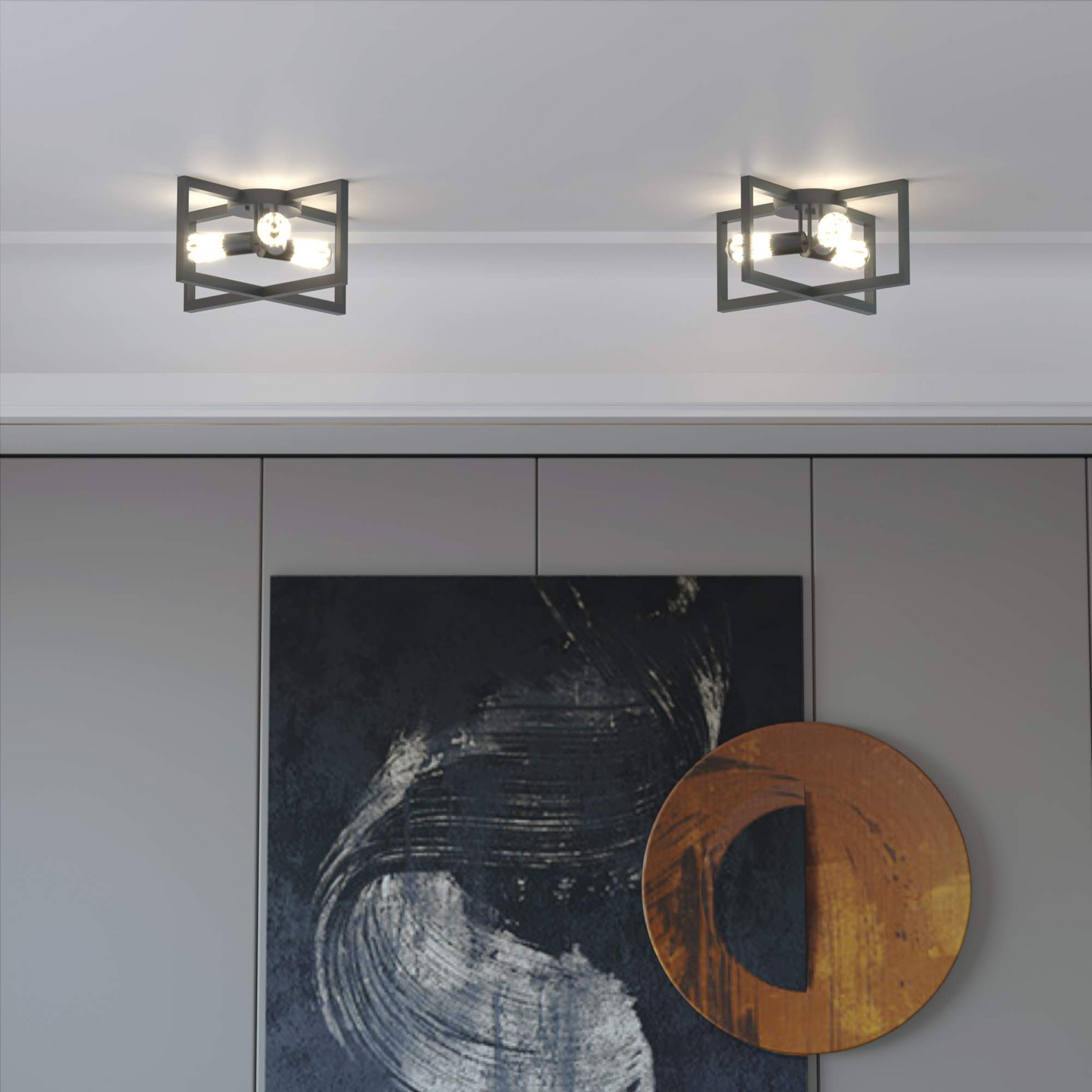 Tangkula 3-Light Flush Mount Ceiling Lamp, 15-Inch Ceiling Light Fixture