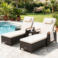 Tangkula Patio Chaise Lounge with 7-Level Adjustable Backrest